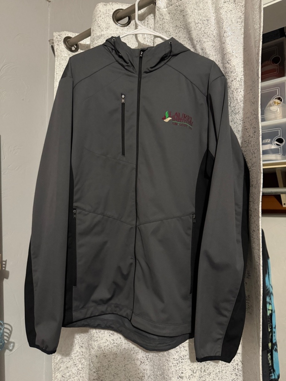 Port Authority Charcoal Gray Lightweight Hooded Jacket